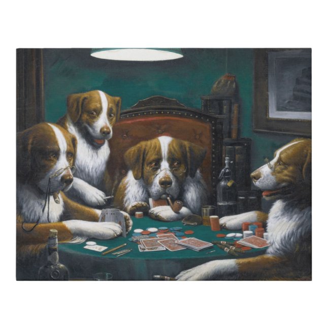 Dogs playing poker - faux canvas print (Front)