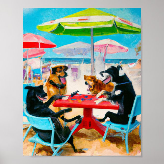 dogs playing poker in Fort Lauderda Poster (Front)