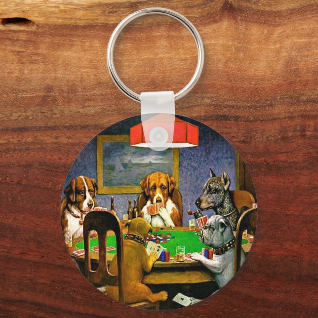 Dogs Playing Poker Keychain (Front)