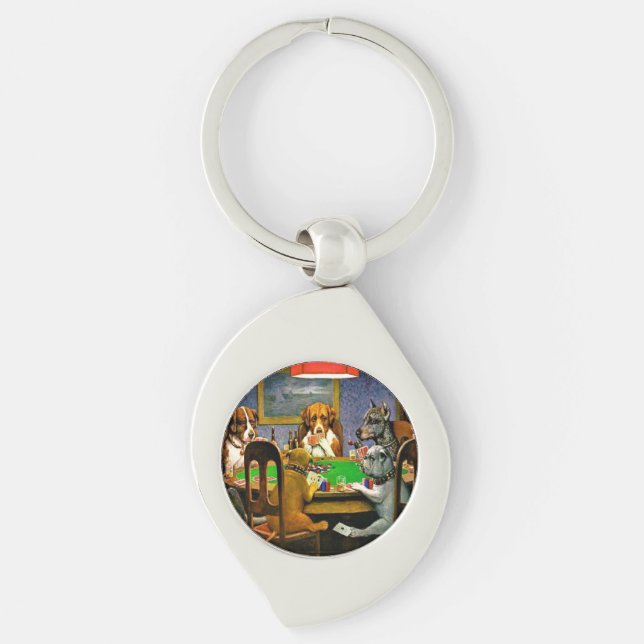 Dogs Playing Poker Keychain (Front)