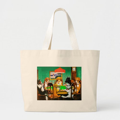 Dogs Playing Poker Large Tote Bag