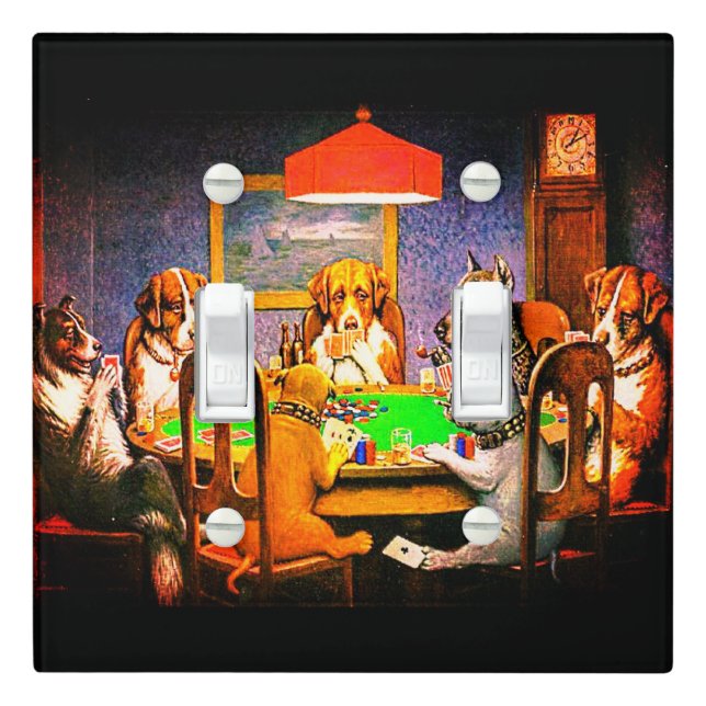 Dogs Playing Poker Light Switch Cover (In Situ)