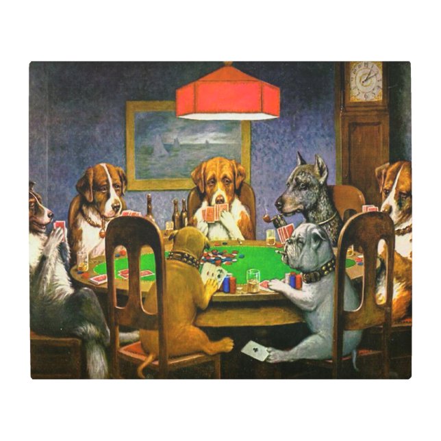 Dogs Playing Poker Metal Print (Front)