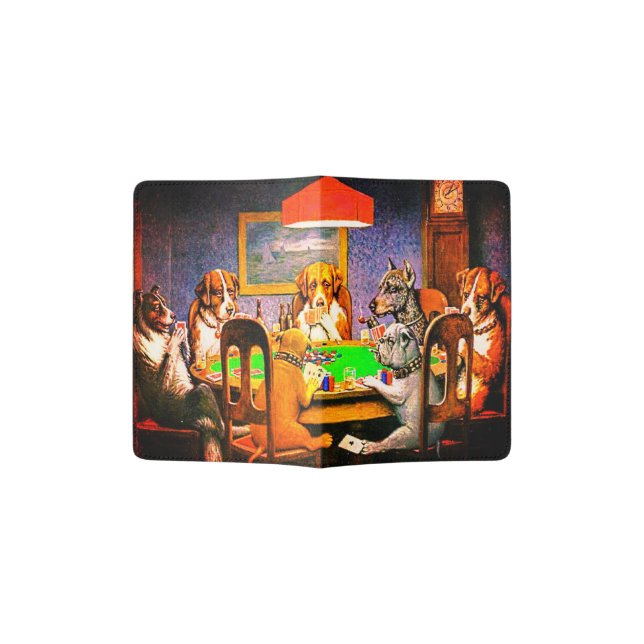 Dogs Playing Poker Passport Holder (Opened)