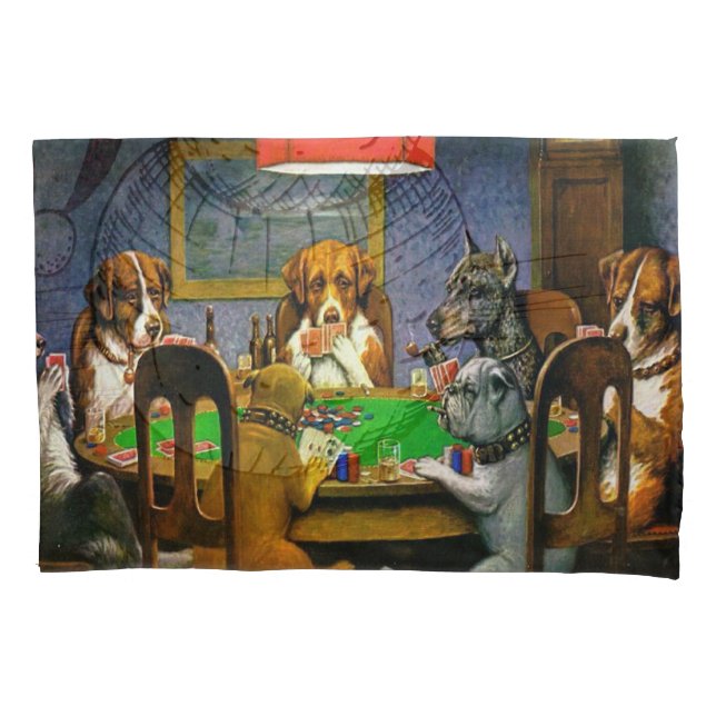Dogs Playing Poker Pillow Case (Front)