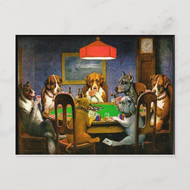 Dogs Playing Poker Postcard (Front)