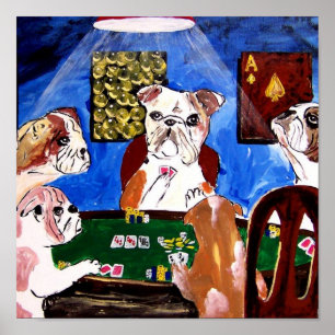 DOGS PLAYING POKER QUAD ACES POSTER