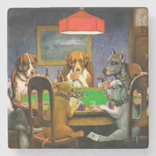 Dogs Playing Poker Stone Coaster
