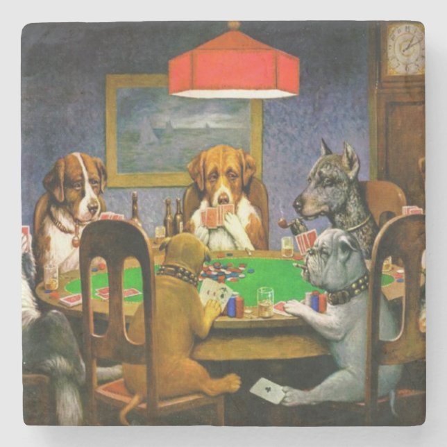 Dogs Playing Poker Stone Coaster (Front)