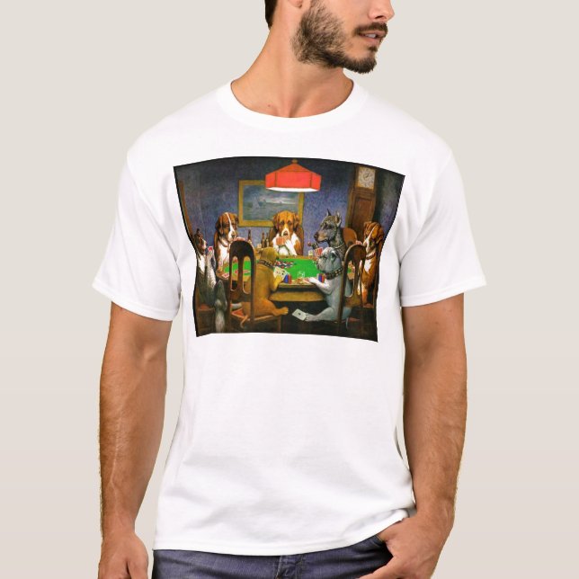 Dogs Playing Poker T-Shirt (Front)