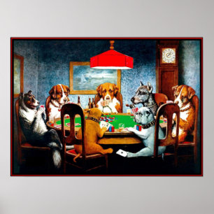 DOGS PLAYING POKER Vintage C M Coolidge Print