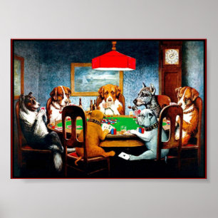 DOGS PLAYING POKER Vintage C M Coolidge Print