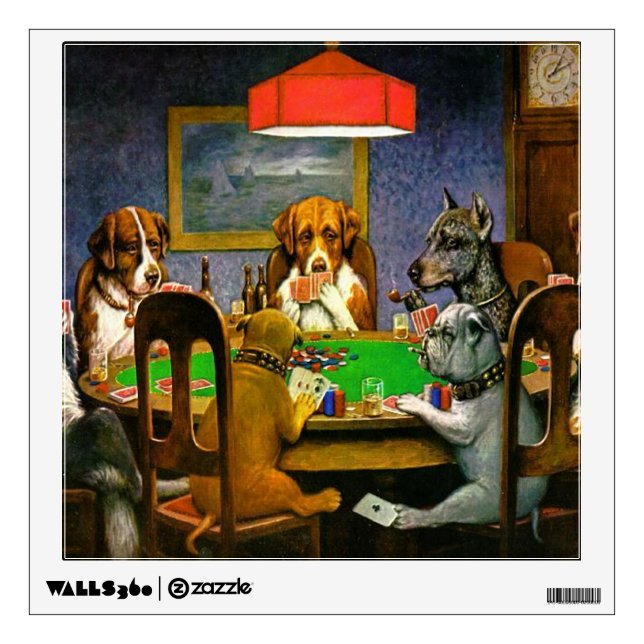Dogs Playing Poker Wall Sticker (Front)