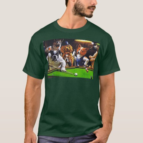 Dogs Playing Pool 1 T_Shirt