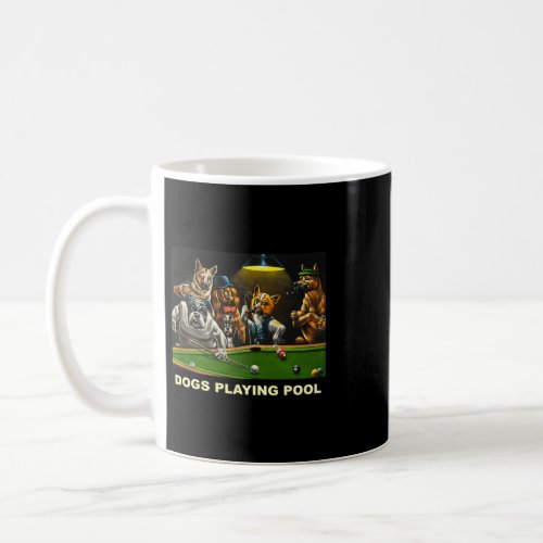 Dogs Playing Pool Art Work Puppies Snooker Pocket  Coffee Mug