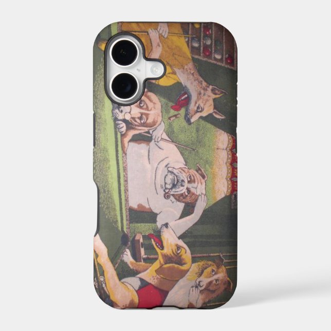 dogs playing pool iphone case (Back)