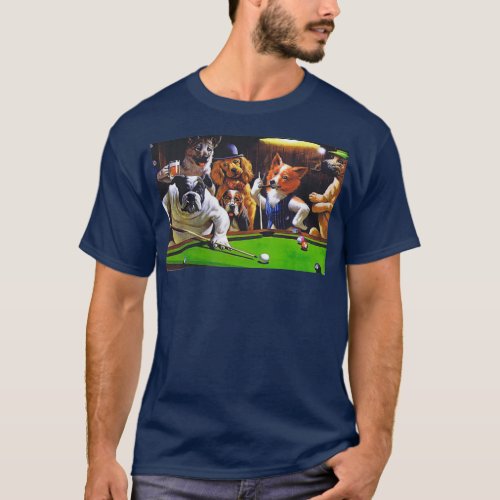 Dogs Playing Pool  T_Shirt