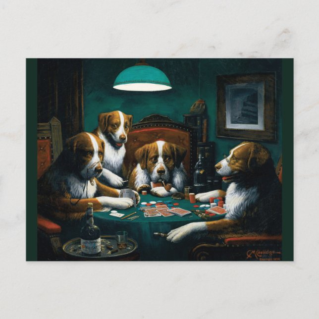 Dogs' Poker Game Postcard (Front)