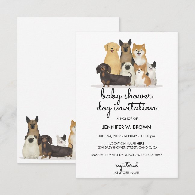 Dogs Pug French bulldog corgi Invitation
