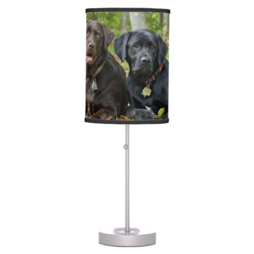 Dogs Puppies Black Lab Chocolate Labrador Retrieve Table Lamp