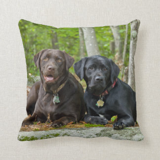 Dogs Puppies Black Lab Chocolate Labrador Retrieve Throw Pillow