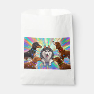 Dogs Puppies with rainbow background Favor Bag