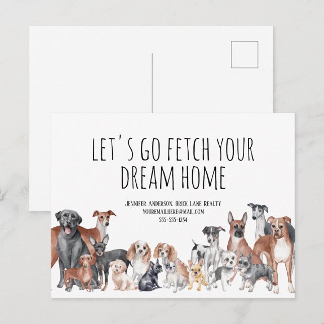 Dogs Real Estate Farming Marketing  Postcard (Front/Back)