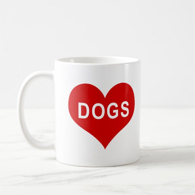 DOGS Red Love Heart Coffee Mug (Left)