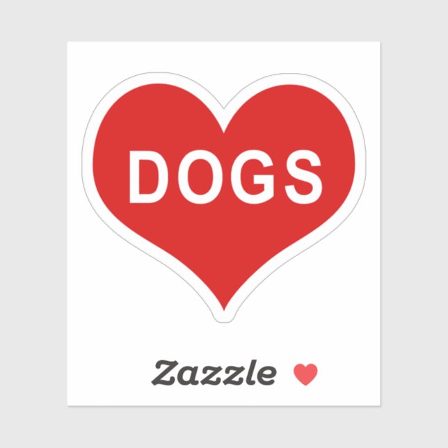 DOGS Red Love Heart Vinyl Sticker (Sheet)