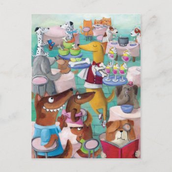 Dogs Restaurant Postcard by colonelle at Zazzle