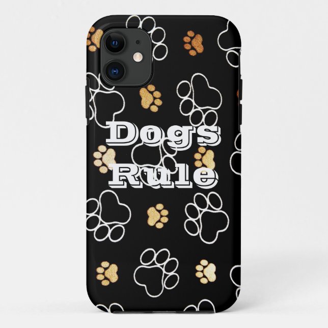 Dogs Rule Paw Prints Gifts for Dog Lovers Case-Mate iPhone Case (Back)