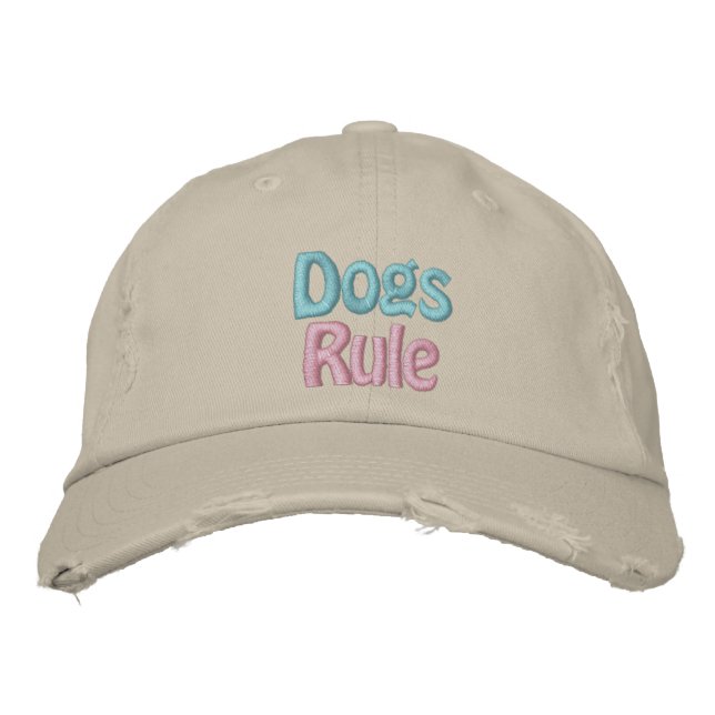 Dogs Rule, Save a Life, Adopt Rescue Shelter Dog Embroidered Baseball Cap (Front)