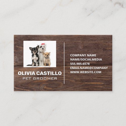 Dogs  Rustic Wooden Boards Business Card