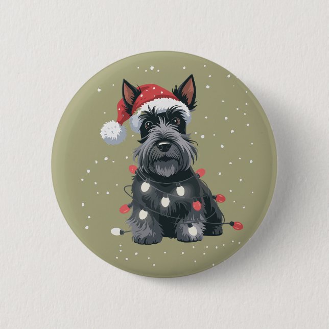 Dogs Scottie Scottish Terrier Christmas Dog Mom  Button (Front)