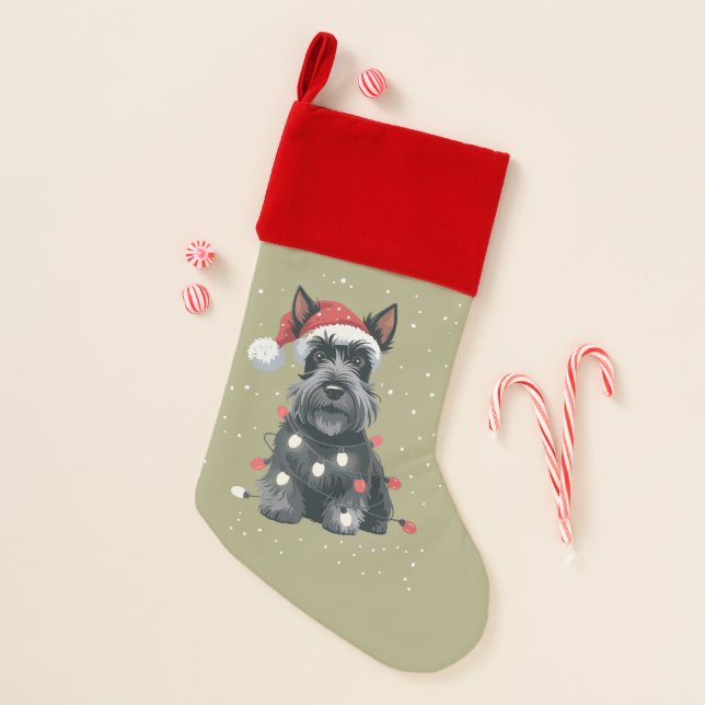 Dogs Scottie Scottish Terrier Christmas Dog Mom  Christmas Stocking (Front)