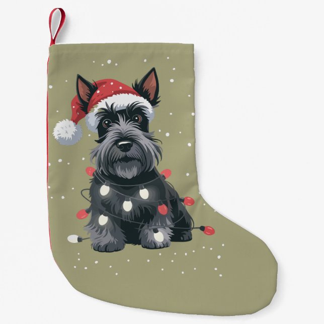 Dogs Scottie Scottish Terrier Christmas Dog Mom  Small Christmas Stocking (Front)