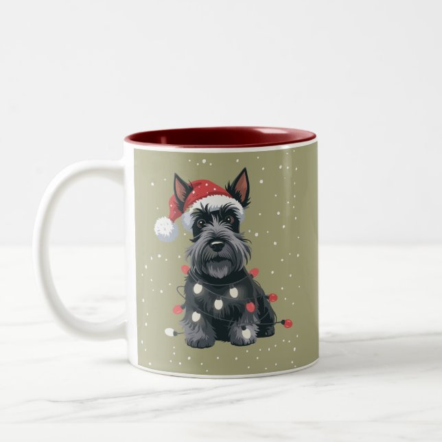 Dogs Scottie Scottish Terrier Christmas Dog Mom  Two-Tone Coffee Mug (Left)