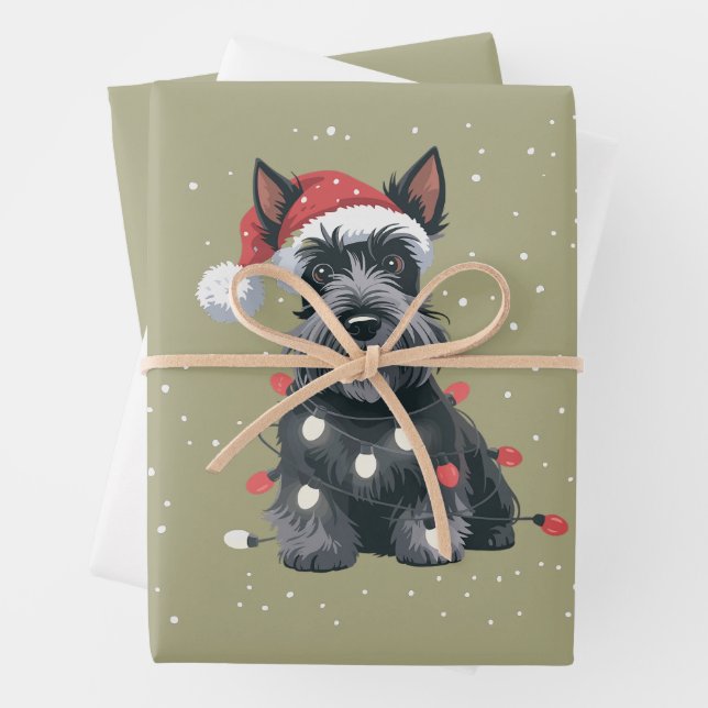 Dogs Scottie Scottish Terrier Christmas Dog Mom  Wrapping Paper Sheets (In situ)