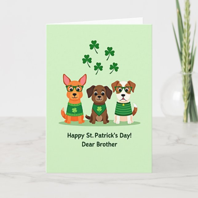 Dogs Shamrock Brother Card (Front)