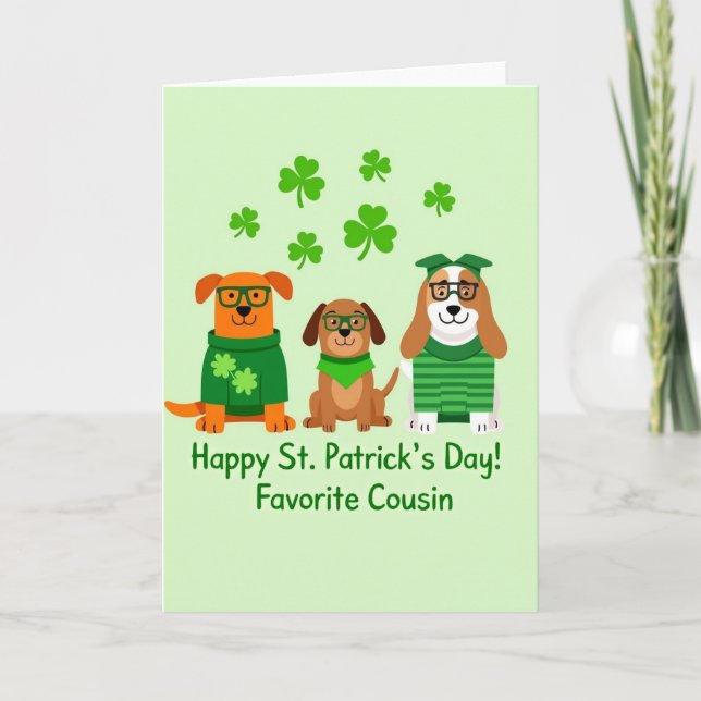 Dogs Shamrock Glitter Texture Card (Front)