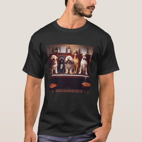 Dogs singing at the piano in a bar Nr 2 Long Sleev T_Shirt