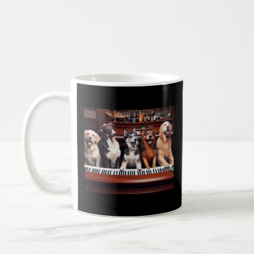 Dogs singing at the piano in a bar Number 4 Long S Coffee Mug