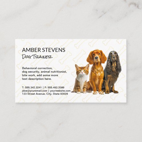 Dogs Sitting  Dog Bone Pattern Business Card