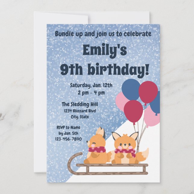 Dogs Sledding Birthday Invitation (Front)