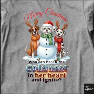 Dogs Snowman Christmas Friends Antlers Scarves Tri-Blend Shirt