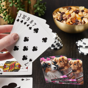Dogs Snuggle in Spring Monogram kids Old Maid Game Poker Cards