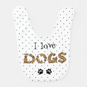 DOGS Spelled in Cute Funny Dog Letters Baby Bib