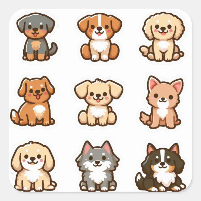 Dogs square sticker | Zazzle