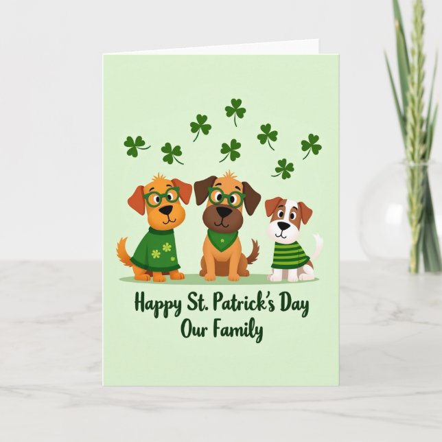 Dogs St Patricks Day Family Card (Front)