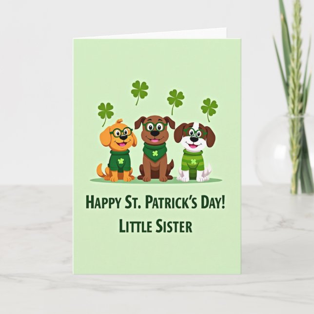 Dogs St Patricks Day Faux Gold Foil Card (Front)